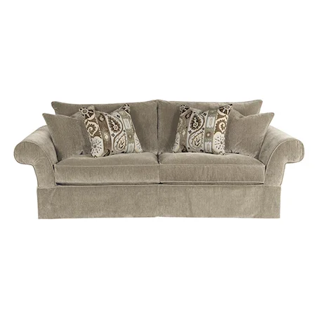 Traditional Two Seater Skirted Sofa with Rolled Arms